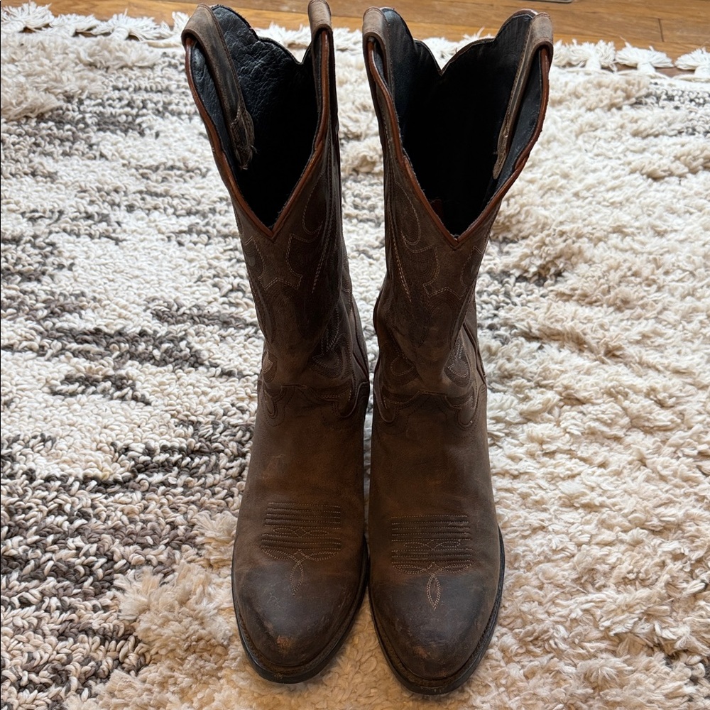 Classic Brown Leather Cowboy Boots